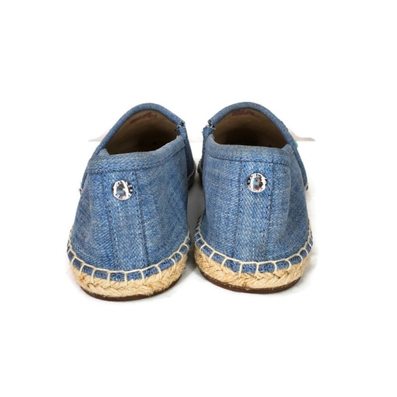 Michael Kors Kendrick Slip On Espadrille Flats Washed Denim Beaded Palm Size 6.5 - Picture 3 of 12